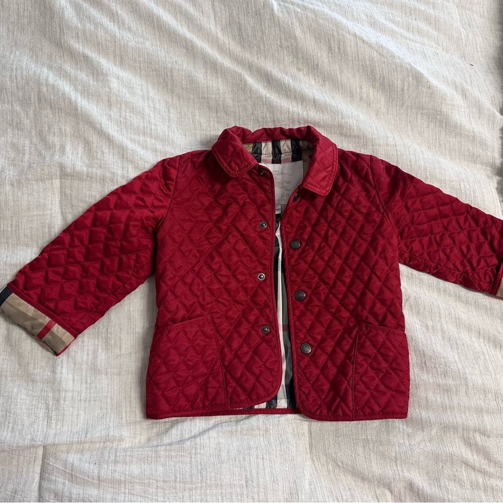 Burberry Red Quilted Kids Puffer Jacket